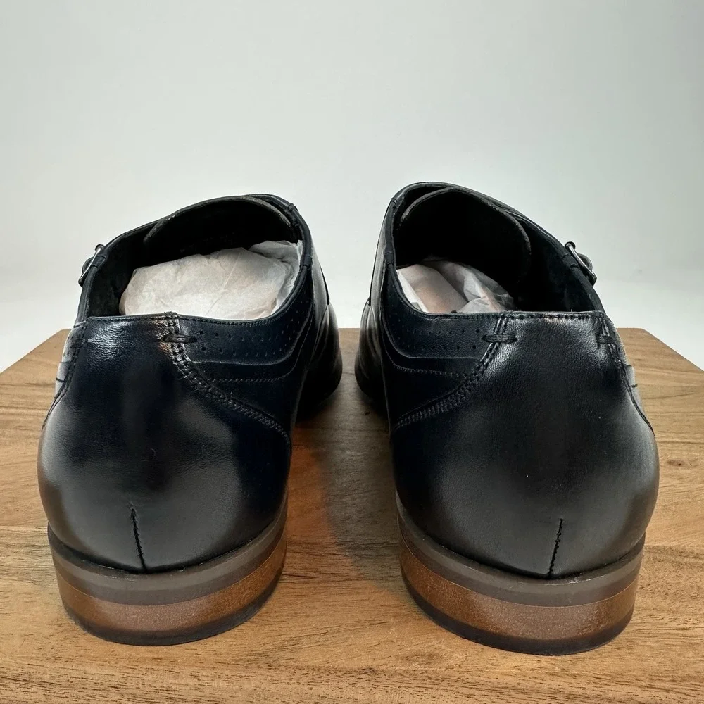 Mens Stacy Adams Bayne Slip On Leather Black Shoes Dress Shoes‎ Size 11.5 D EUC